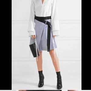 RAG & BONE, Lenna striped wrap belted skirt, size 4, blue white